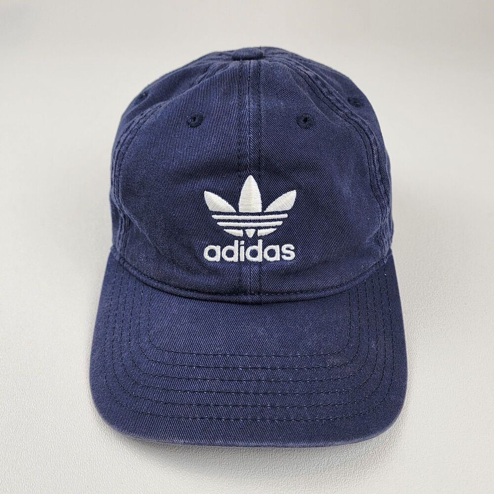 Adidas Originals Trefoil Dad Hat Navy Blue Strapback Cotton Baseball Cap